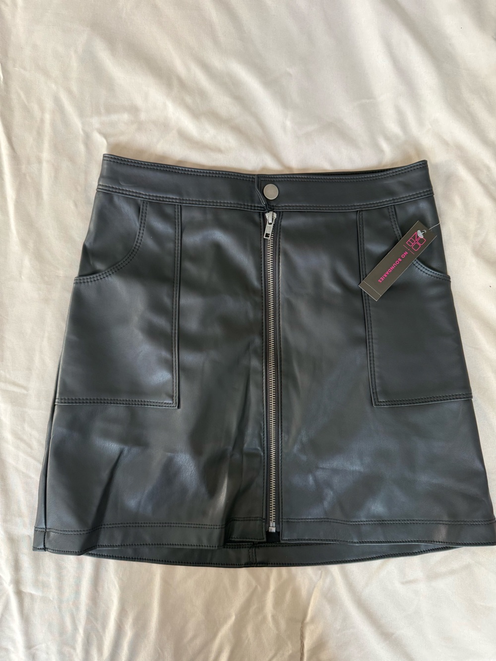 No Boundaries Faux Leather Black Zip-Front Mini Skirt